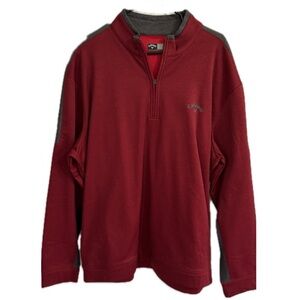 Callaway Red and Gray Zip Up Sweater with Stand-Up Collar